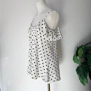 First Love Black and White Polka Dot Camisole Top S Ruffled